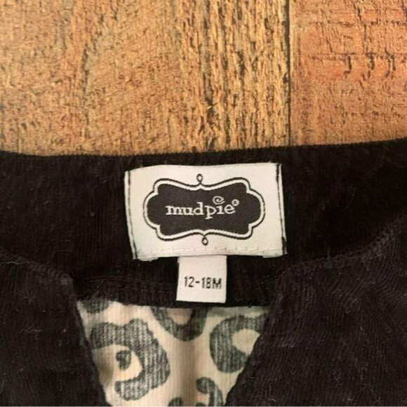 Mud pie girls long sleeve leopard animal print corduroy top in black and tan - Picture 3 of 5